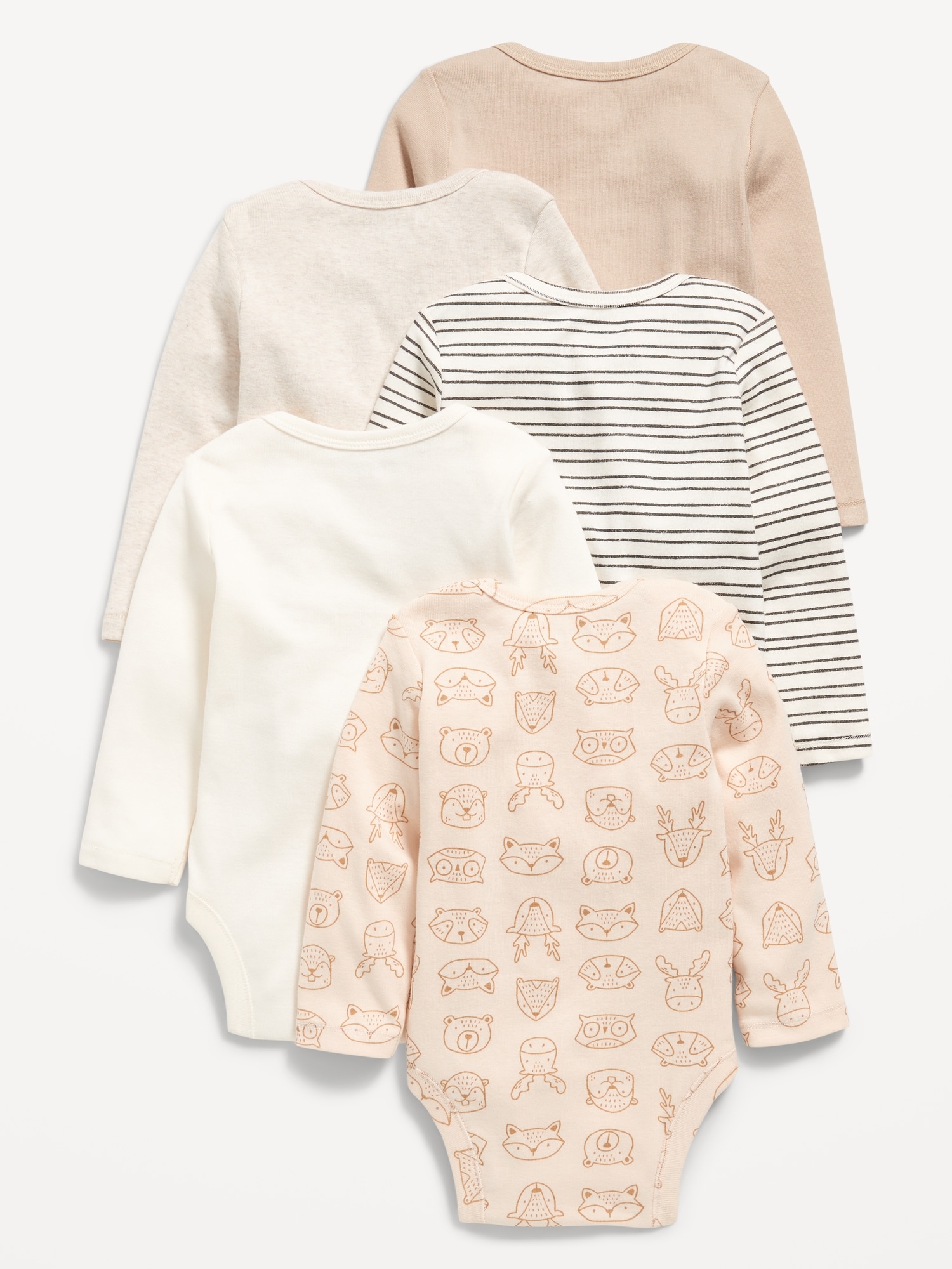 Unisex Long-Sleeve Bodysuit 5-Pack for Baby