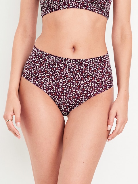 High-Waisted No-Show Brief Underwear - Plum Paradise