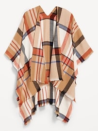 Image number 2 showing, Flannel Fringe Poncho