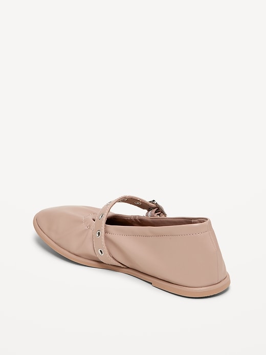 Image number 5 showing, Faux-Leather Mary-Jane Scrunch Ballet Flats