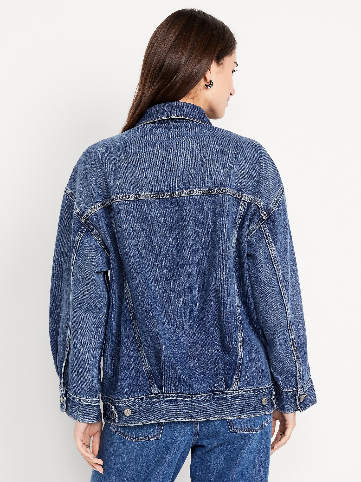Женская куртка Old Navy Oversized Jean Trucker, цвет: Средняя варка — фото 2