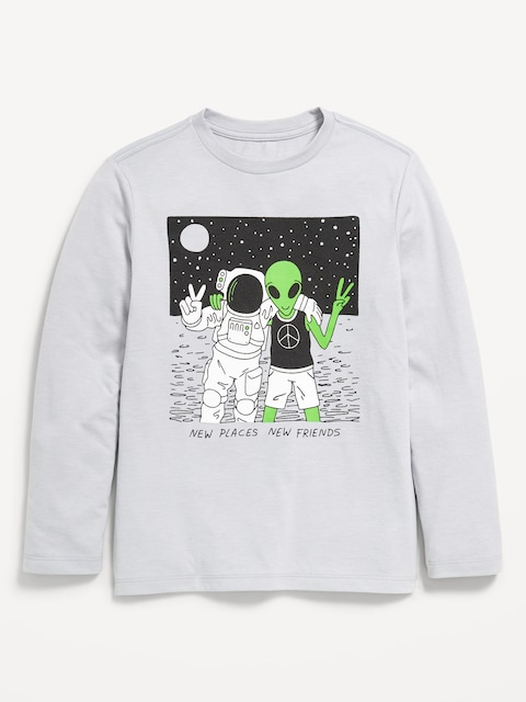 Long-Sleeve Graphic T-Shirt for Boys - Light Heather Gray