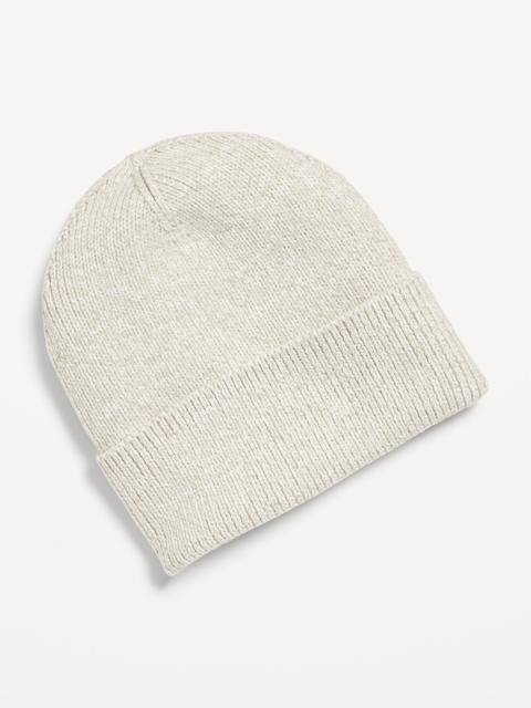 Wide-Cuff Ribbed Beanie for Men - Oatmeal Marl