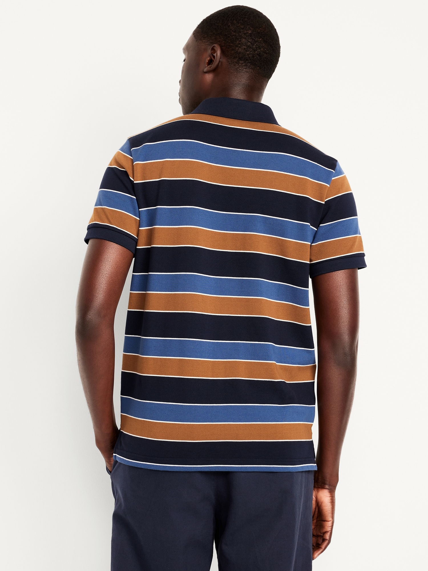 Classic Fit Striped Pique Polo