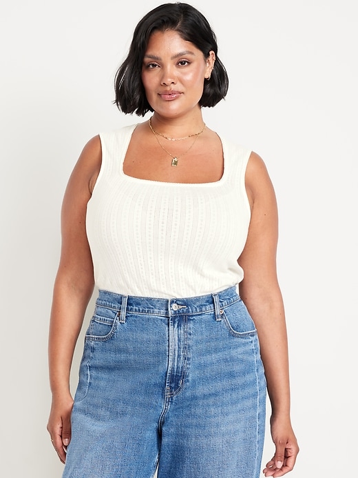 Image number 6 showing, Trapeze-Neck Pointelle Top