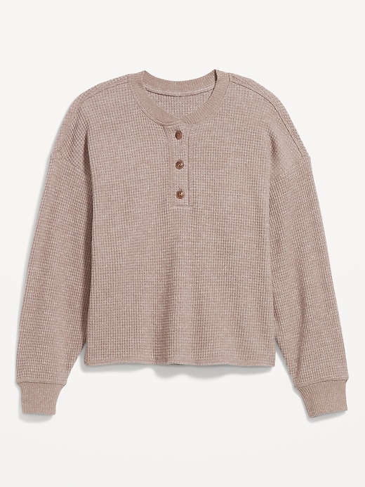 Image number 8 showing, Oversized Cozy Waffle Henley Top