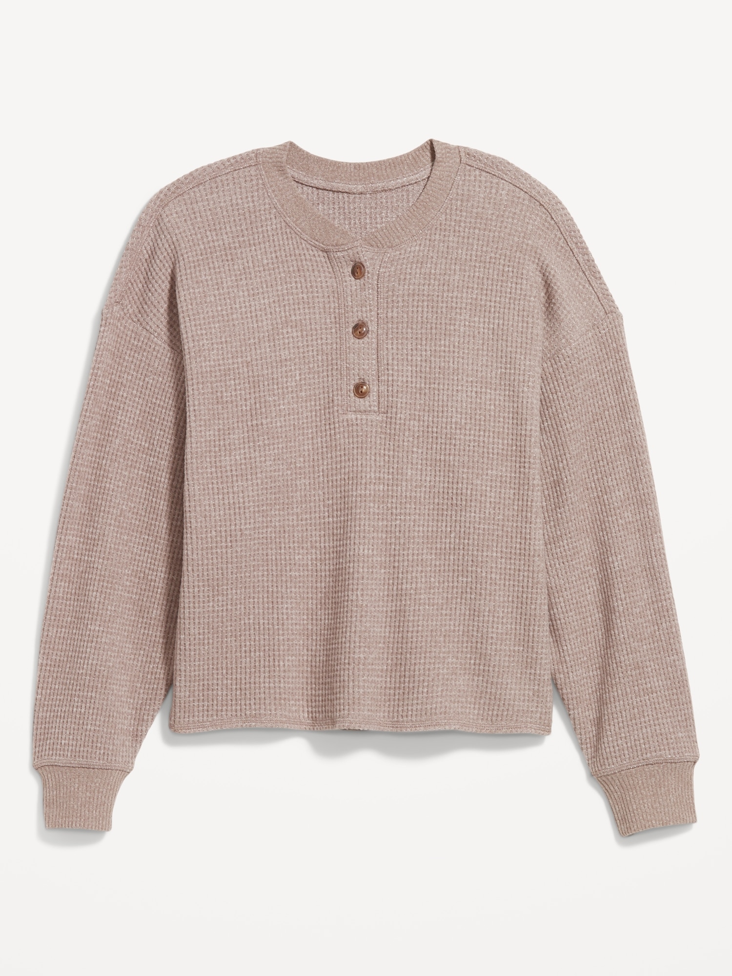 Oversized Cozy Waffle Henley Top