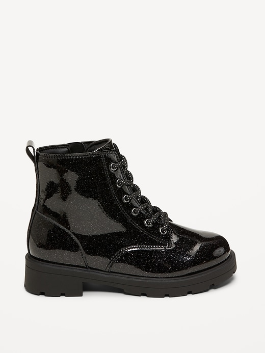 Image number 3 showing, Shiny Glitter Faux-Leather Combat Boots for Girls