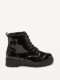 Image number 3 showing, Shiny Glitter Faux-Leather Combat Boots for Girls