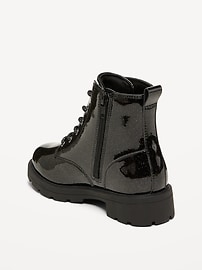 Image number 4 showing, Shiny Glitter Faux-Leather Combat Boots for Girls