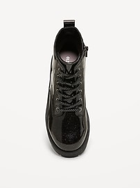 Image number 2 showing, Shiny Glitter Faux-Leather Combat Boots for Girls