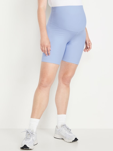 Maternity Full Panel PowerSoft Biker Shorts -- 8-inch inseam - Peri Heir