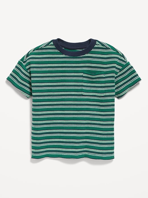 Image number 1 showing, Oversized Waffle-Knit Striped T-Shirt for Toddler Boys