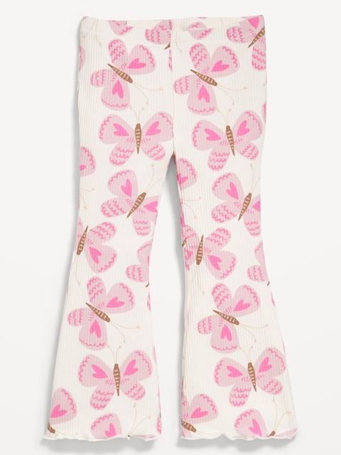 Printed Ribbed Flare Leggings for Toddler Girls