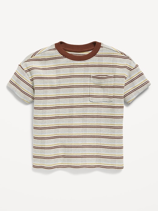 Image number 1 showing, Oversized Waffle-Knit Striped T-Shirt for Toddler Boys