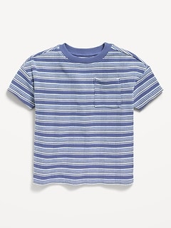 Oversized Waffle-Knit Striped T-Shirt for Toddler Boys
