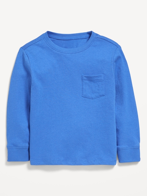 Long-Sleeve Pocket T-Shirt for Toddler Boys - Hydro Blue