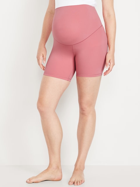 Maternity Full Panel StudioSmooth Biker Shorts -- 6-inch inseam - Dried Rose