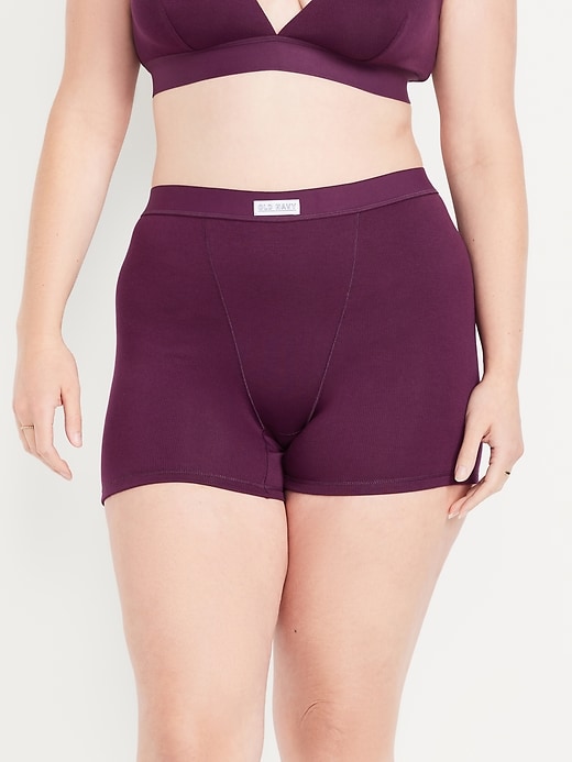 High-Waisted Ribbed Boyshort Briefs -- 3-inch inseam
