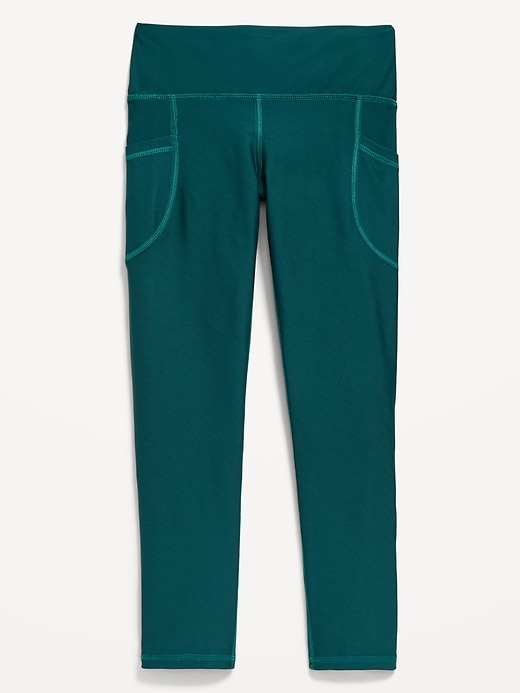 Image number 5 showing, High-Waisted PowerSoft 7/8-Length Side-Pocket Leggings for Girls