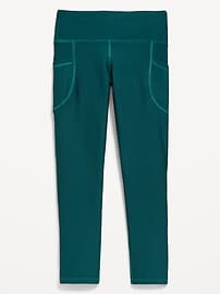 Image number 5 showing, High-Waisted PowerSoft 7/8-Length Side-Pocket Leggings for Girls