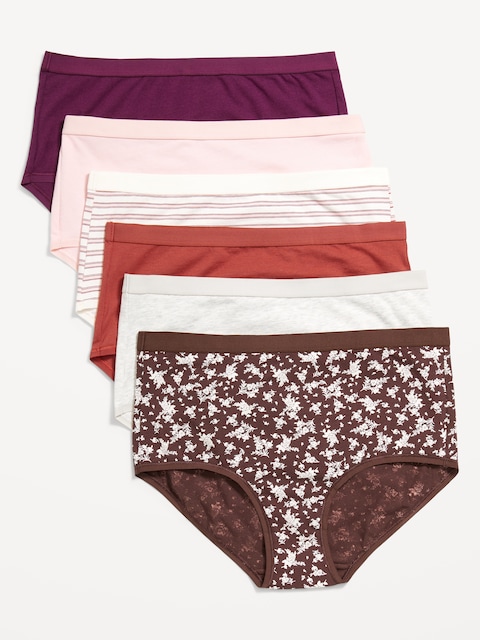 High-Waisted Everyday Brief Cotton Underwear 6-Pack - Seasonal Stripes