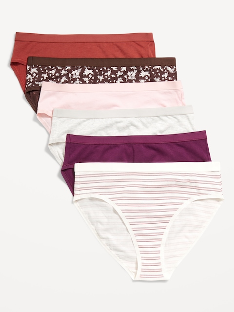 High-Waisted Everyday Cotton Underwear 6-Pack - Seasonal Stripes