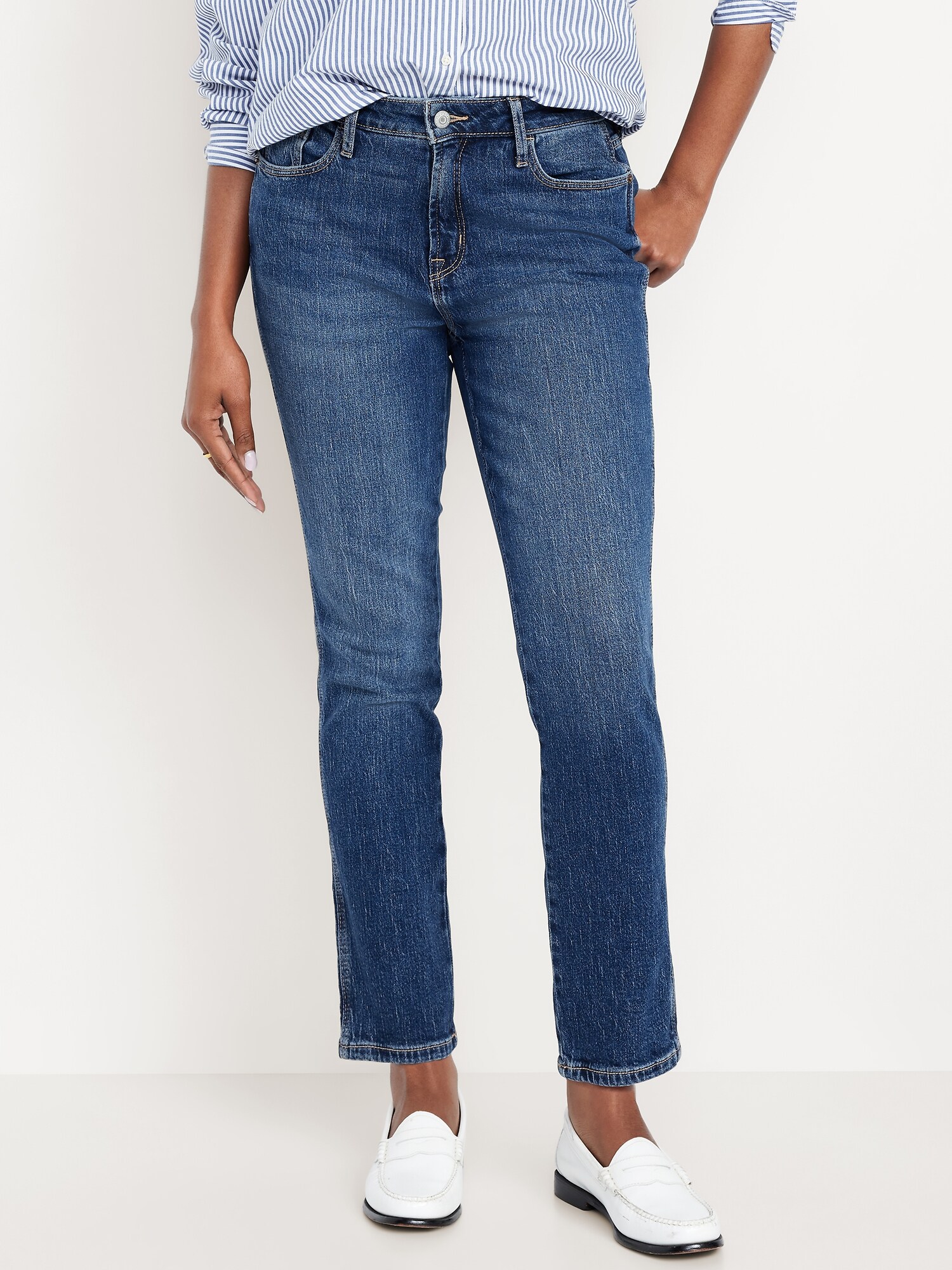 Женские джинсы Old Navy Curvy High-Waisted Vintage Slim, цвет: Тёмный индиго — фото 2