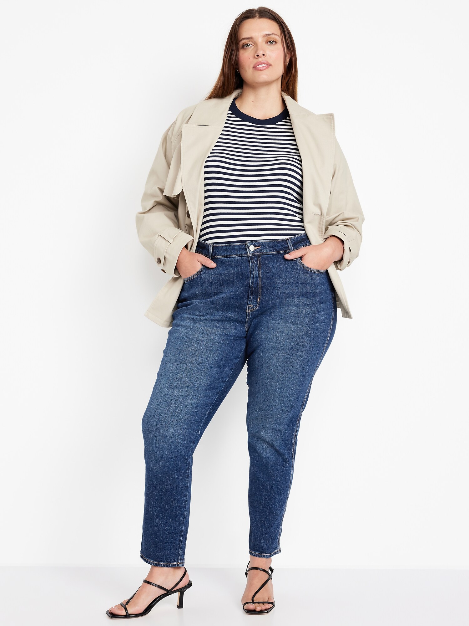 Женские джинсы Old Navy Curvy High-Waisted Vintage Slim, цвет: Тёмный индиго — фото 4