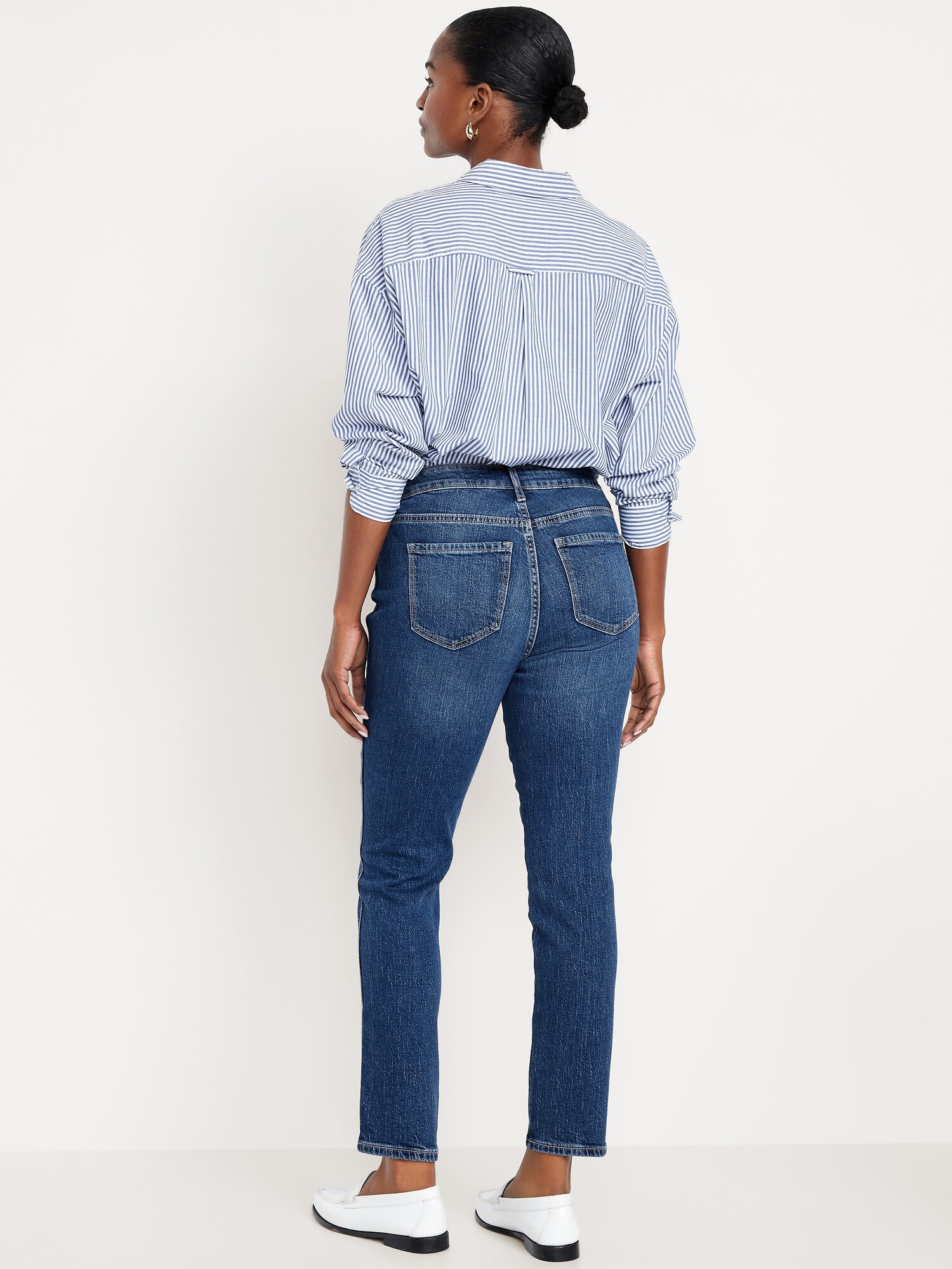 Женские джинсы Old Navy Curvy High-Waisted Vintage Slim, цвет: Тёмный индиго — фото 3