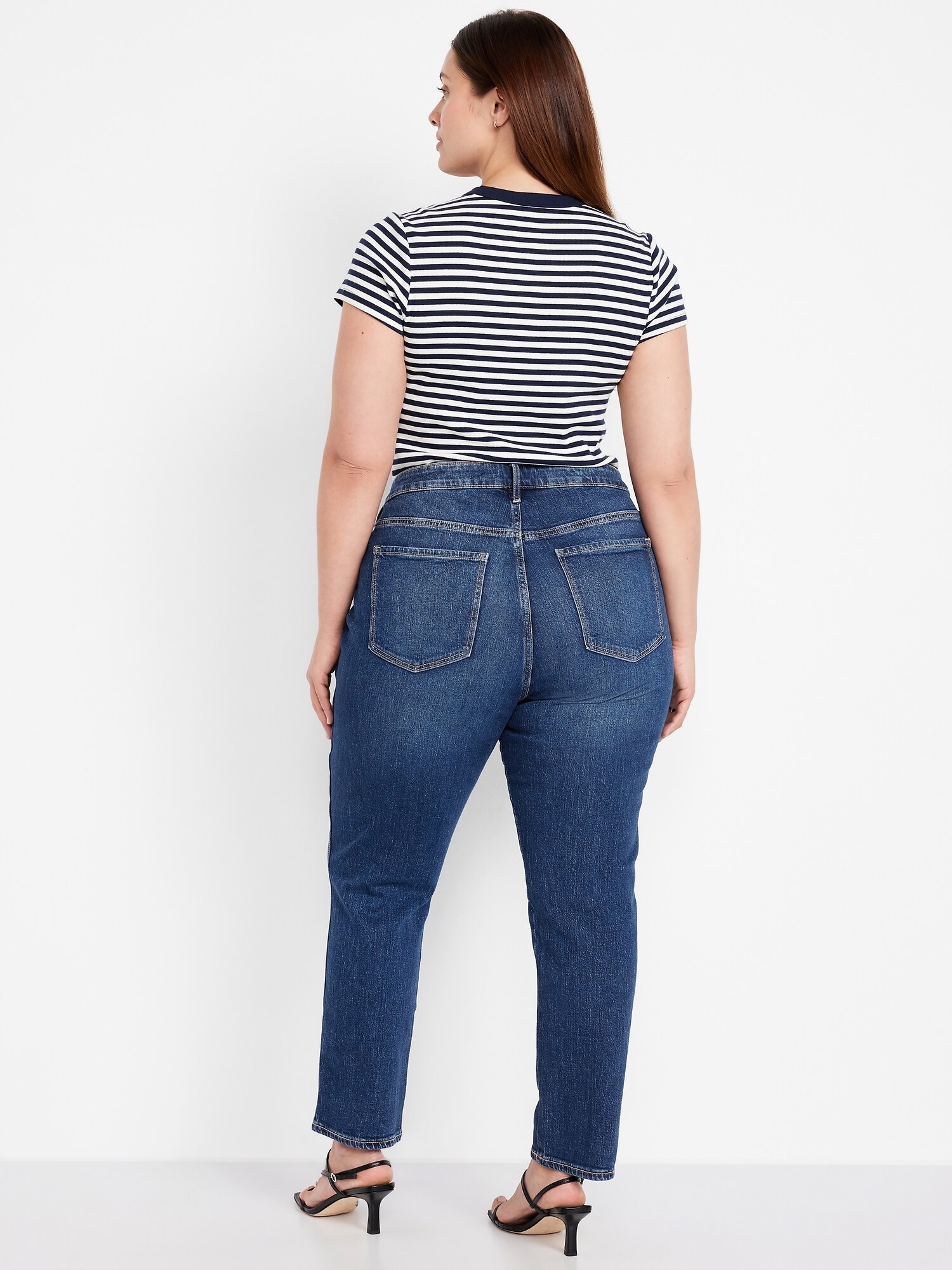 Женские джинсы Old Navy Curvy High-Waisted Vintage Slim, цвет: Тёмный индиго — фото 5