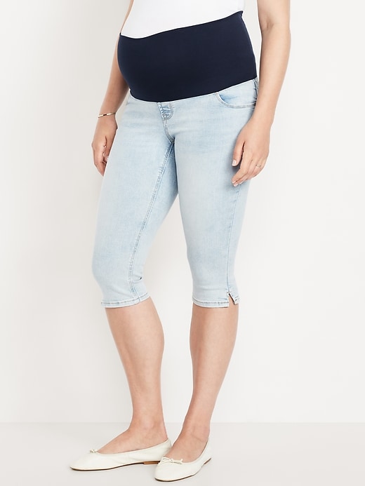 Image number 3 showing, Maternity Rollover-Panel Rockstar Slim Capri Jeans