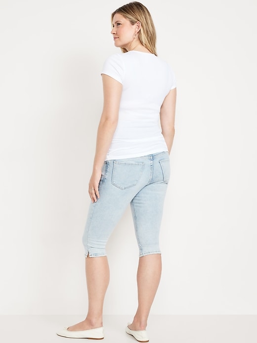 Image number 2 showing, Maternity Rollover-Panel Rockstar Slim Capri Jeans
