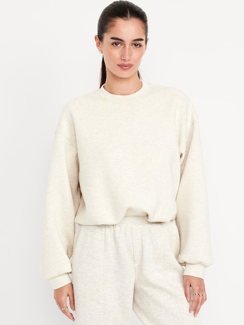 Bounce Fleece Bubble-Hem Sweatshirt - Oatmeal Heather