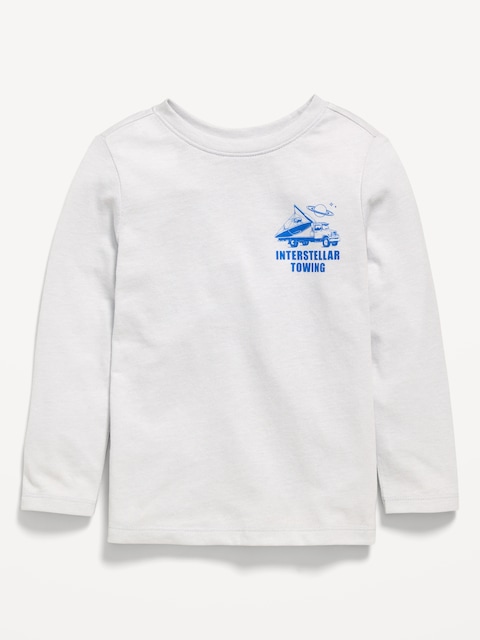 Long-Sleeve Unisex Graphic T-Shirt for Toddler - Light Gray Heather