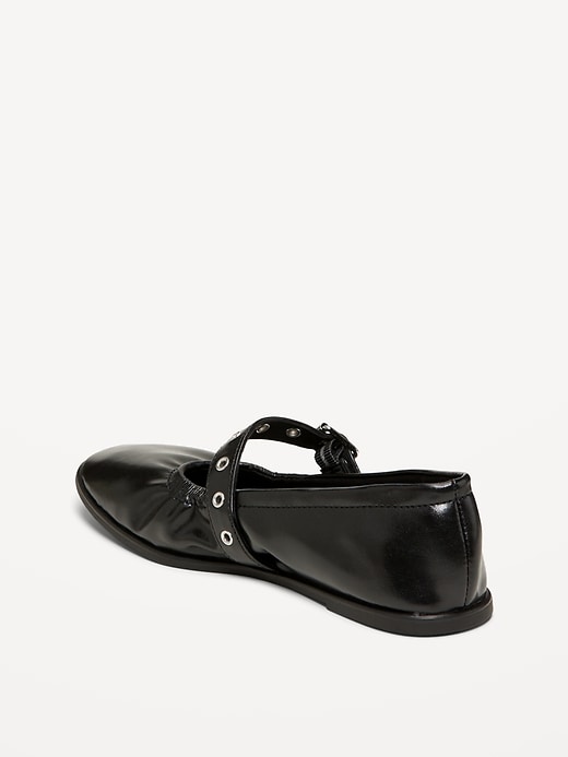 Image number 5 showing, Faux-Leather Mary-Jane Scrunch Ballet Flats