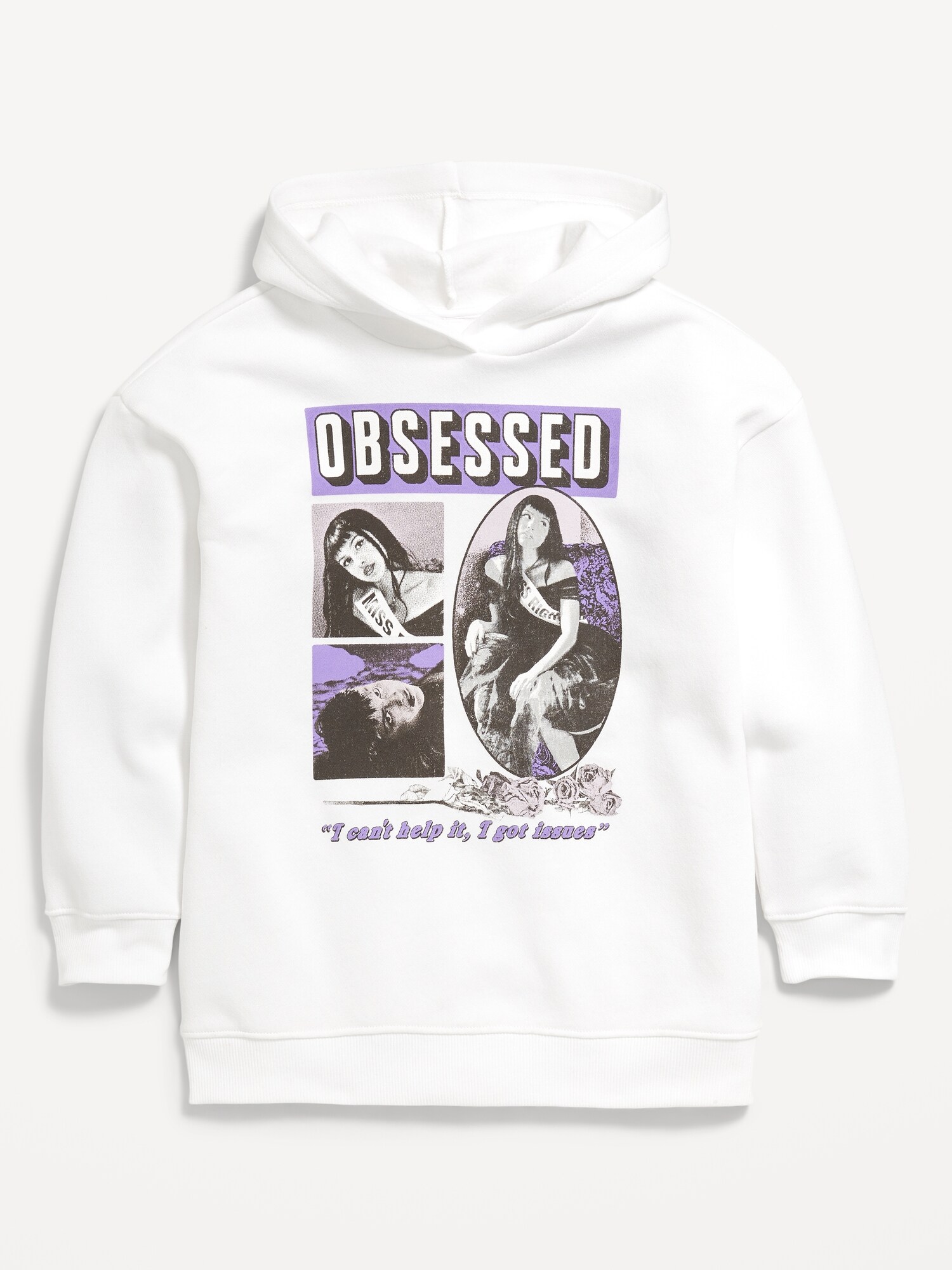 Худи Old Navy Olivia Rodrigo™ Oversized Graphic Tunic Pullover для девочек, цвет: Белый — фото 3
