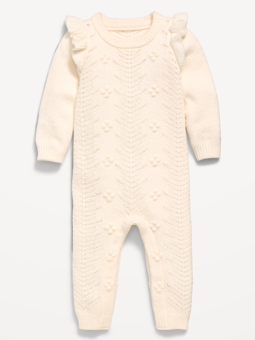 Image number 1 showing, SoSoft Ruffled-Shoulder Sweater One-Piece for Baby