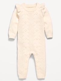Image number 1 showing, SoSoft Ruffled-Shoulder Sweater One-Piece for Baby