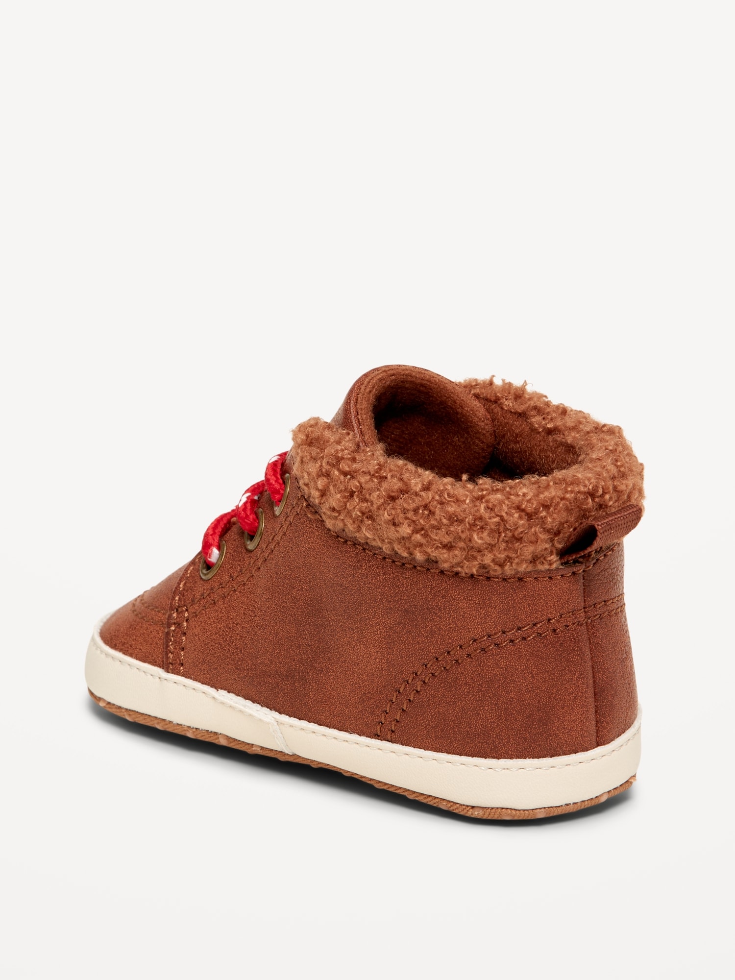 Faux-Leather Sherpa Booties for Baby