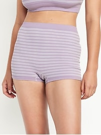 Image number 5 showing, Mid-Rise Seamless Ribbed Boyshort Underwear