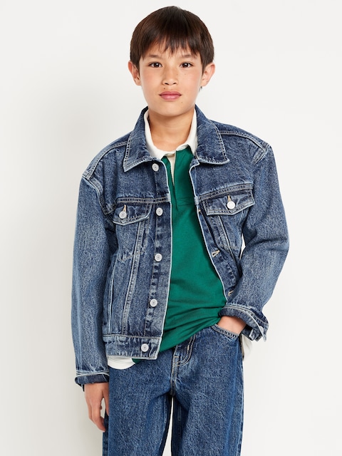 Non-Stretch Jean Trucker Jacket for Boys - Medium Wash