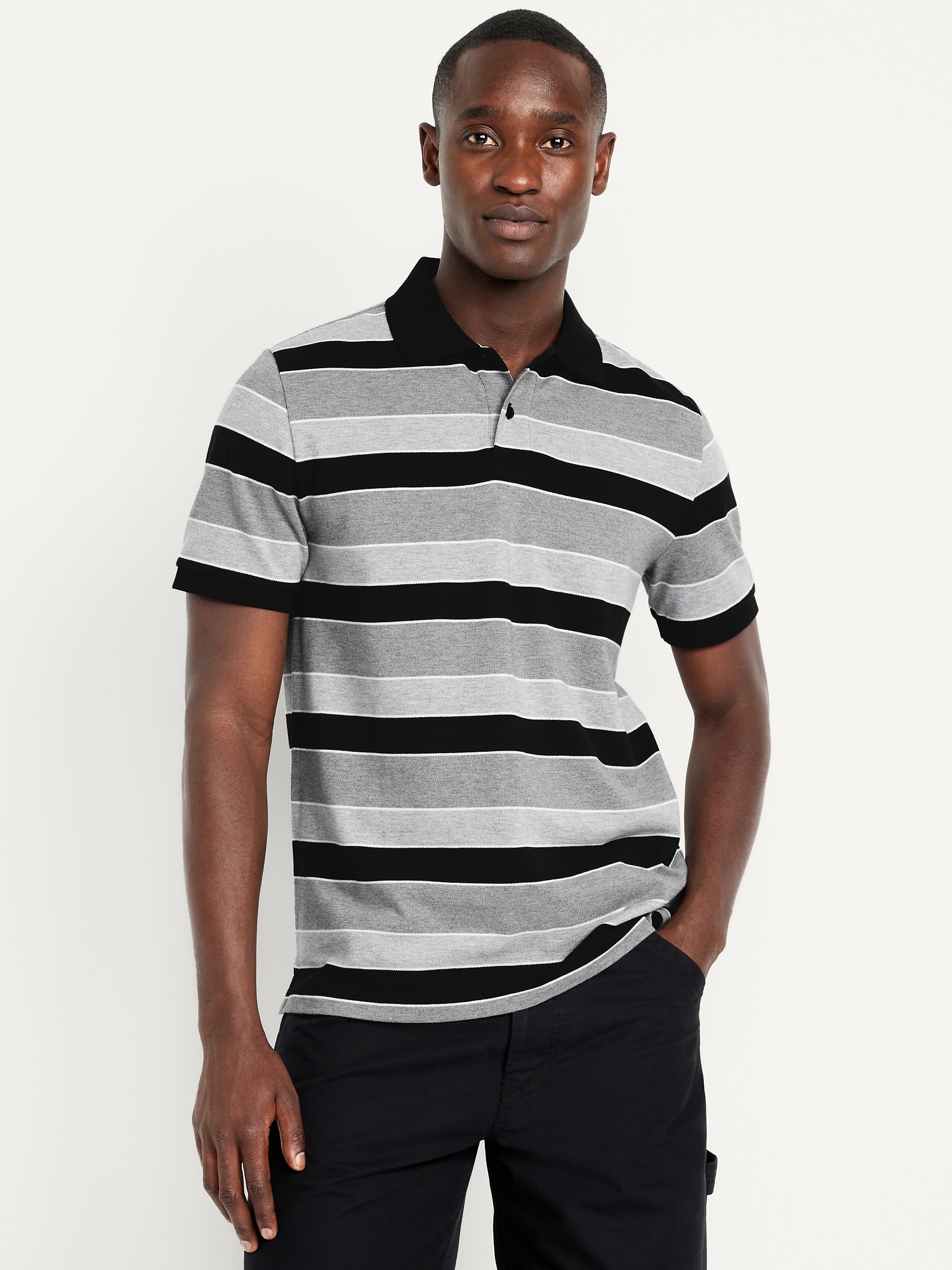 Classic Fit Striped Pique Polo | Old Navy
