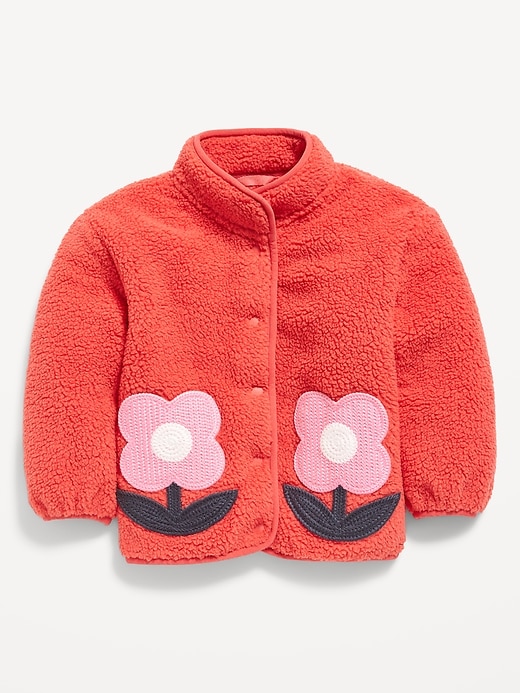 Image number 1 showing, Sherpa Applique Pocket Jacket for Toddler Girls