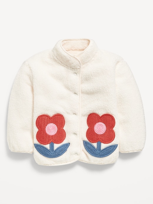 Sherpa Applique Pocket Jacket for Toddler Girls