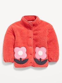 Image number 1 showing, Sherpa Applique Pocket Jacket for Toddler Girls