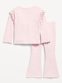 Image number 2 showing, Long-Sleeve Ruffle-Shoulder Top and Flare Leggings Set for Toddler Girls