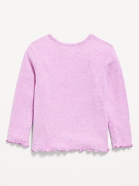 Image number 2 showing, Long-Sleeve Pointelle-Knit T-Shirt for Toddler Girls