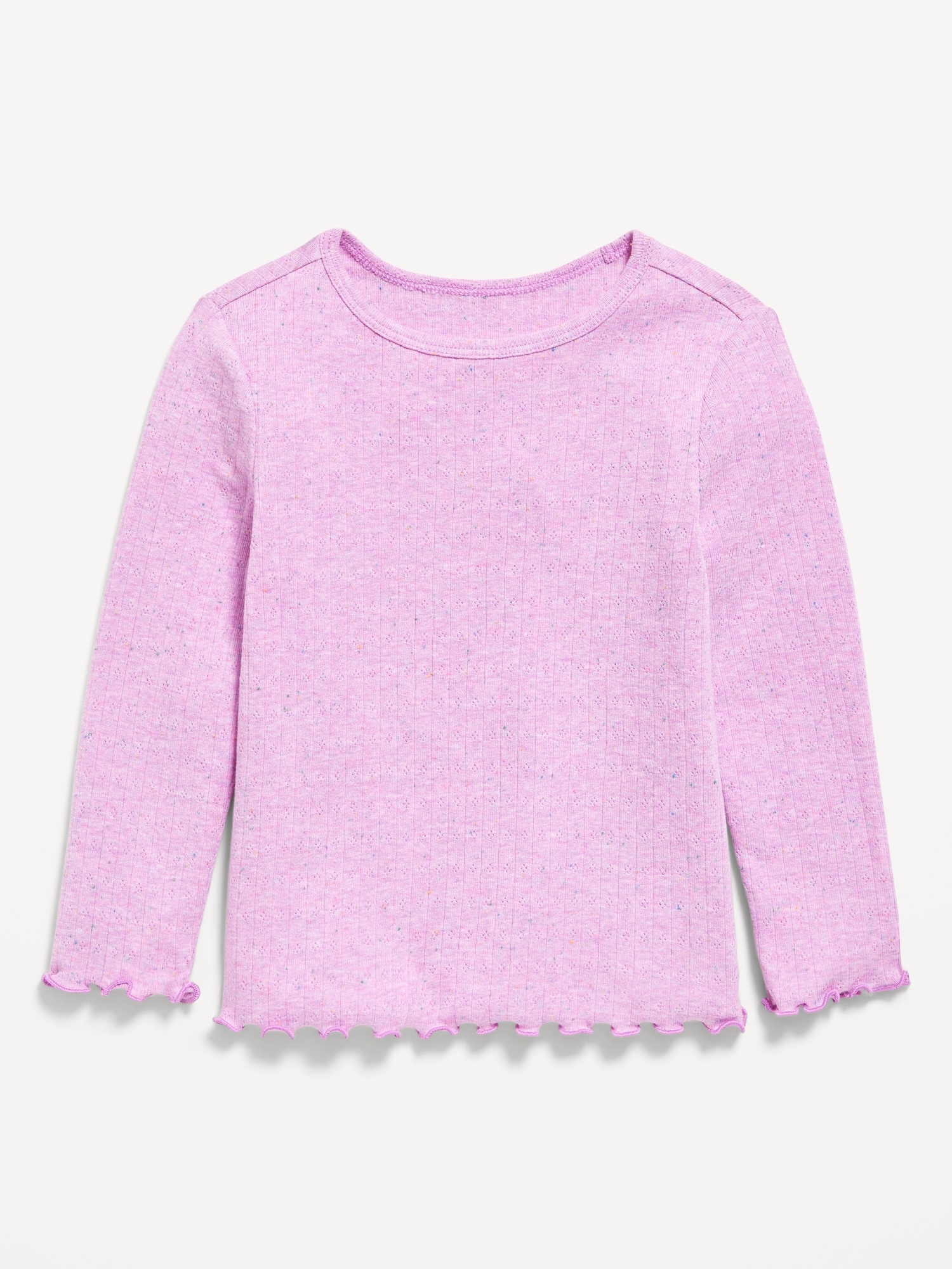 Long-Sleeve Pointelle-Knit T-Shirt for Toddler Girls