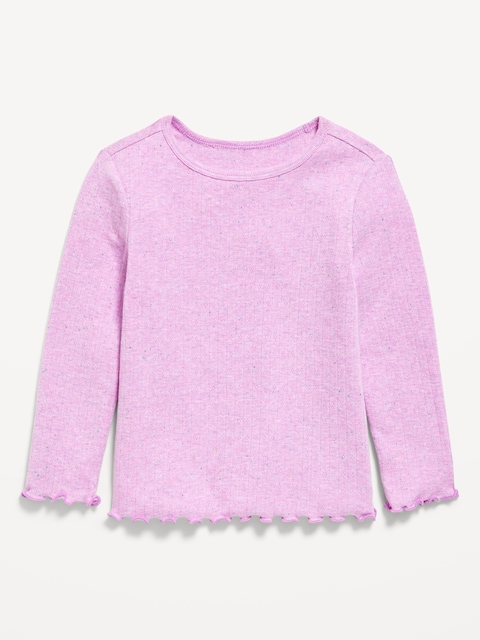 Long-Sleeve Pointelle-Knit T-Shirt for Toddler Girls